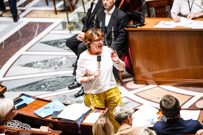 La ministre de l’agriculture et de la souveraineté alimentaire, Annie Genevard, prend la parole au sujet de la loi Duplomb lors de la séance des Questions au gouvernement, à l’Assemblée nationale, à Paris, le 1 juillet 2025.