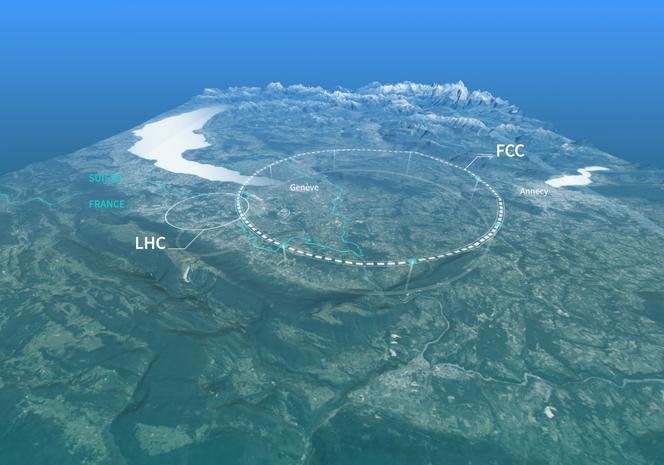Carte schématique montrant l’emplacement possible du « Future Circular Collider ».