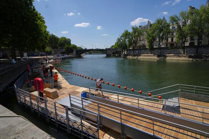 Vue de l’une des zones aménagées de la Seine, jeudi 3 juillet 2025, qui seront ouvertes pendant l’événement Paris Plages, du 5 juillet au 31 août, à Paris.