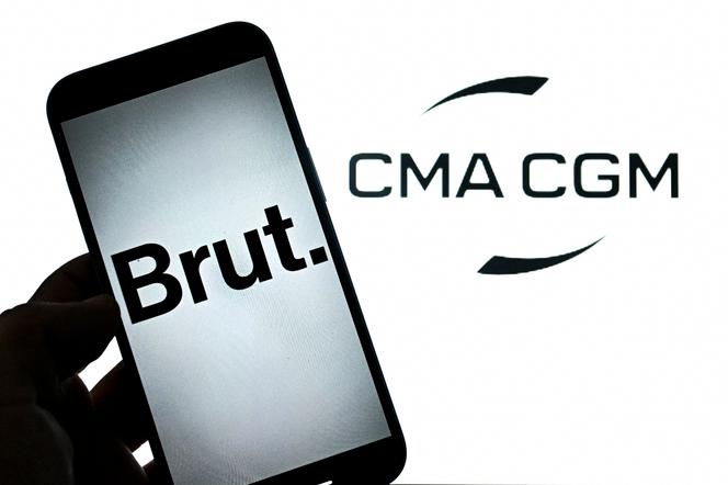 Les logos de Brut et de CMA CGM, à Paris, vendredi 4 juillet 2025.