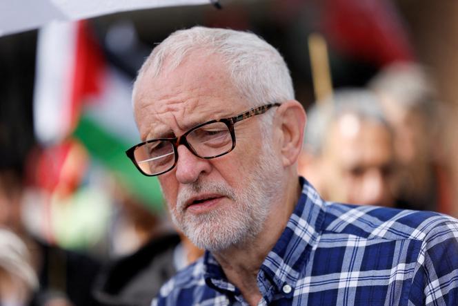 Jeremy Corbyn, lors d’une manifestation de solidarité avec les Palestiniens de Gaza, à Londres (Grande-Bretagne), le 6 juillet 2024.