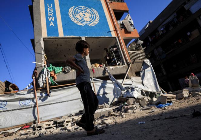 Une école de l’UNRWA abritant des personnes déplacées, dans la ville de Gaza, le 5 juillet 2025.