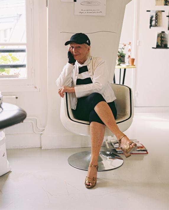 Agnès b. in her office at 17 Rue Dieu, Paris, on May 28, 2025.