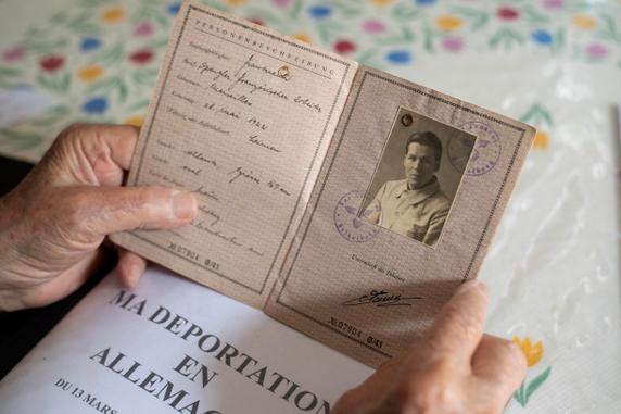 Albert Corriei's prisoner booklet during his sto period, photographed at his home in Marseille, June 21, 2024.