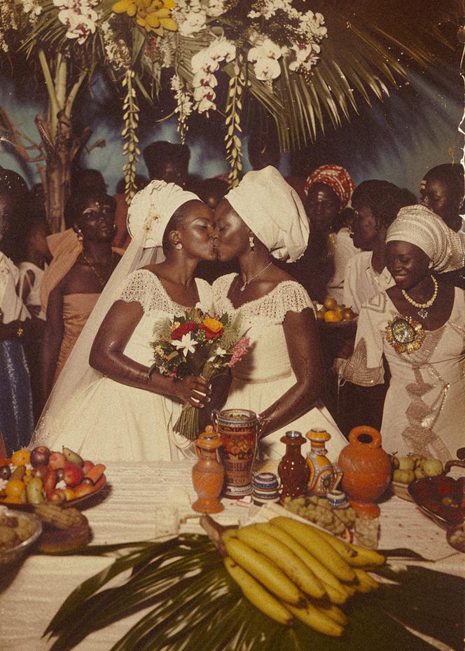 « The Wedding » (2024), de Mayara Ferrao. L’artiste brésilienne a officiellement utilisé l’IA pour ces créations exposées aux Rencontres de la photographie, à Arles (Bouches-du-Rhône) en 2025.