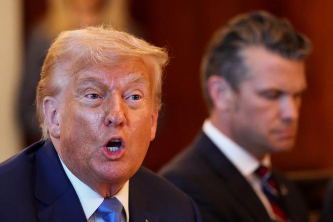 Donald Trump et le secrétaire à la défense, Pete Hegseth, à la Maison Blanche, à Washington, le 7 juillet 2025.