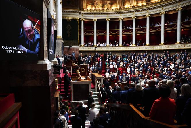 Lors de l’hommage à Olivier Marleix à l’Assemblée nationale, le 8 juillet 2025.