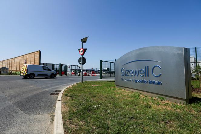 Entrée du chantier de construction de Sizewell C, dans le Suffolk, au Royaume-Uni, le 11 juin 2025