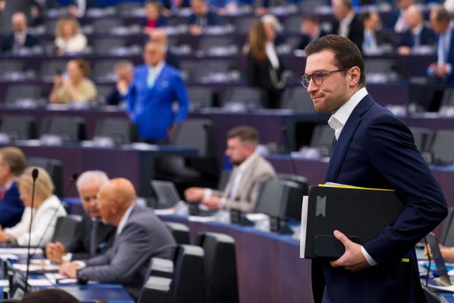 Le président Rassemblement national, Jordan Bardella, au Parlement européen à Strasbourg, le 9 juillet 2025.