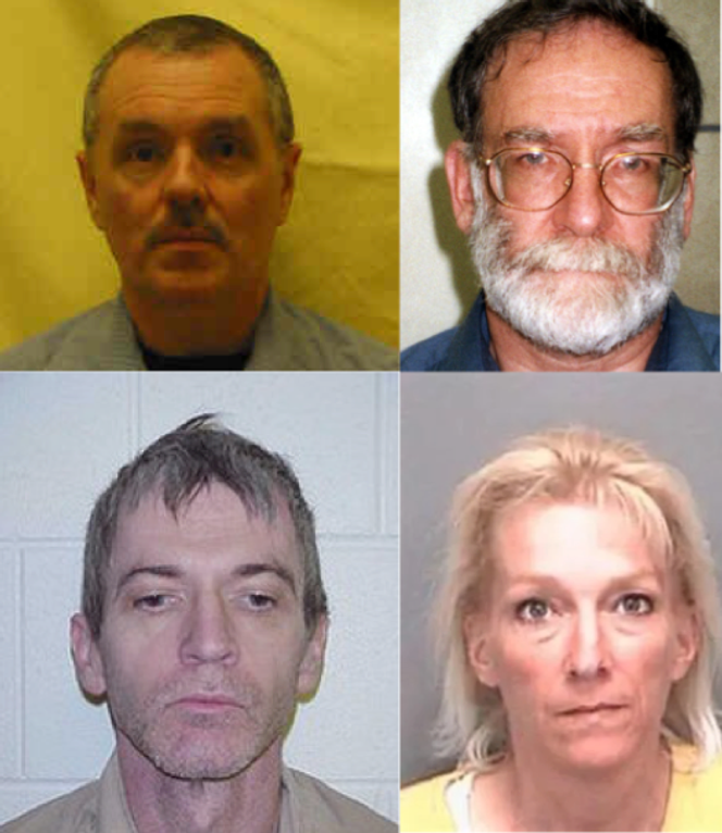 En haut, de gauche à droite : Donald Harvey, Harold Shipman. En bas, de gauche à droite : Charles Cullen,
Kristen Gilbert.