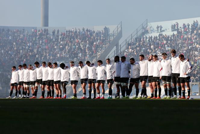 Les joueurs anglais au début du test-match de rugby contre l’Argentine à San Juan, le 12 juillet 2025. 