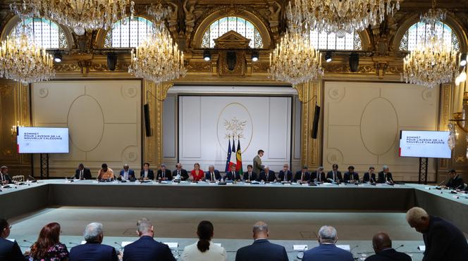 Une séance du sommet sur l’avenir institutionnel de la Nouvelle-Calédonie, à l’Elysée, à Paris, le 2 juillet 2025.