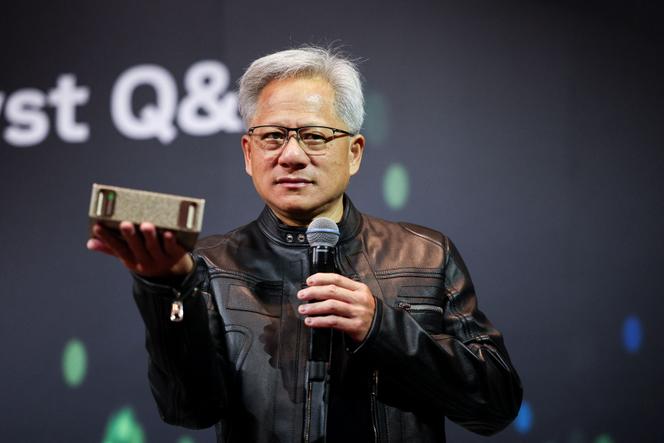 Jensen Huang, le PDG de Nvidia,lors d’une conférence de presse à Taipei, le 21 mai 2025.