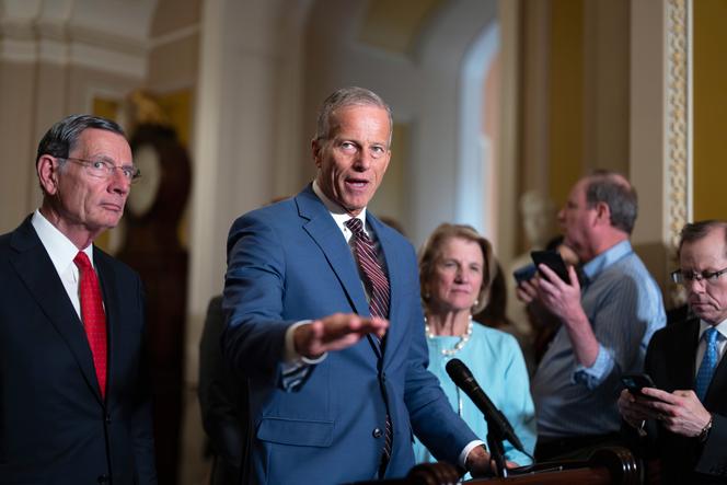  John Thune, le chef de la majorité républicaine au Sénat, au Capitole, à Washington, mardi 15 juillet 2025.