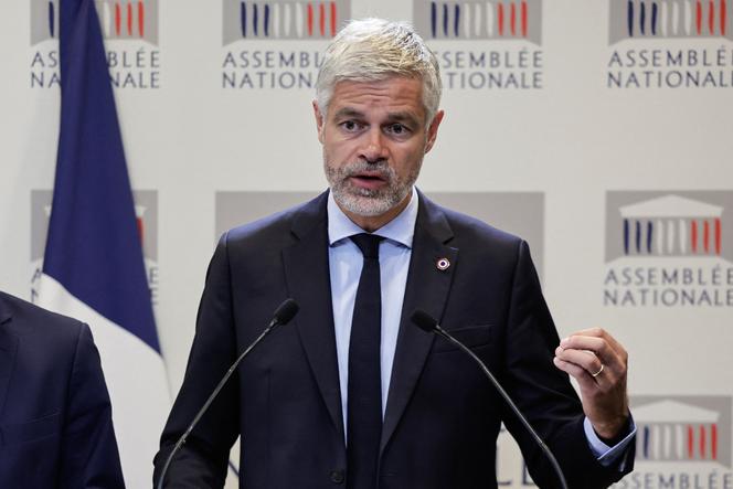 Laurent Wauquiez, lors d’une conférence de presse sur les propositions de budget 2026 du premier ministre, François Bayrou, à l’Assemblée nationale, le 16 juillet 2025.