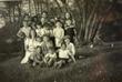 Renée Lamartine on vacation in the summer of 1945, near Cusset (Allier), second row, second from the left with the white bow in her hair.