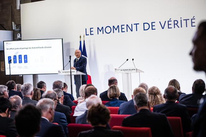 Le premier ministre, François Bayrou, lors de la présentation du budget de 2026, à Paris, le 15 juillet 2025.