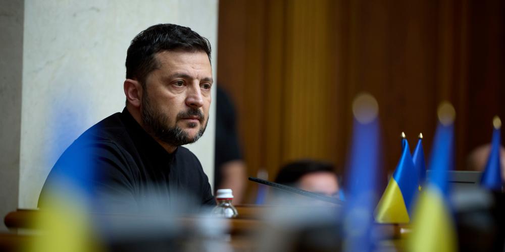 Le président ukrainien, Volodymyr Zelensky, lors d’une session au Parlement, à Kiev, le 17 juillet 2025. - VADYM SARAKHAN / AP