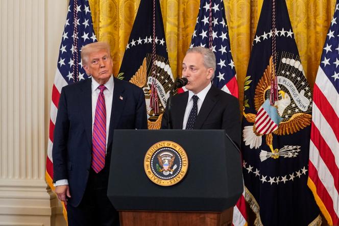 Donald Trump et David Sacks, à Washington, le 18 juillet 2025.