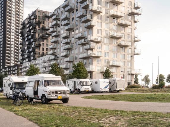 A new residential area, built along the Meuse River, in Spijkenisse, Netherlands, on July 21, 2025.