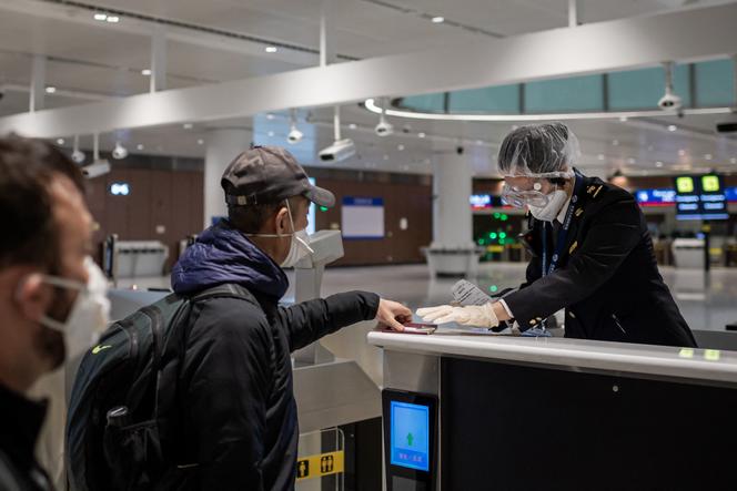 La douane de l’aéroport international de Daxing, à Pékin, le 14 février 2020.
