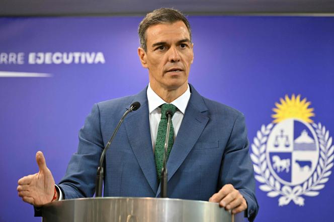 Le premier ministre espagnol, Pedro Sanchez, à Montevideo, le 22 juillet 2025.
