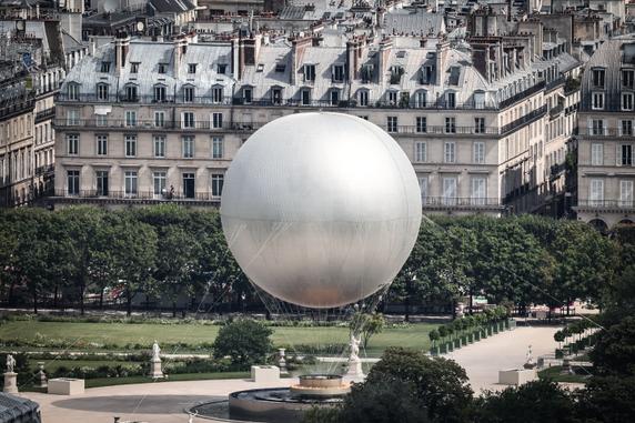 The Olympic cauldron created by Mathieu Lehanneur, at the Jardin des Tuileries in Paris, on July 14, 2025.