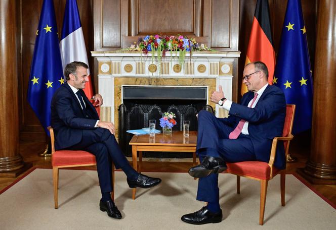 Merz and Macron discuss NATO and EU-US trade issues | WN24 1 German Chancellor Friedrich Merz and French President Emmanuel Macron, left, meet at Villa Borsig, the guesthouse of the German Foreign Ministry, in Berlin, July 23, 2025.