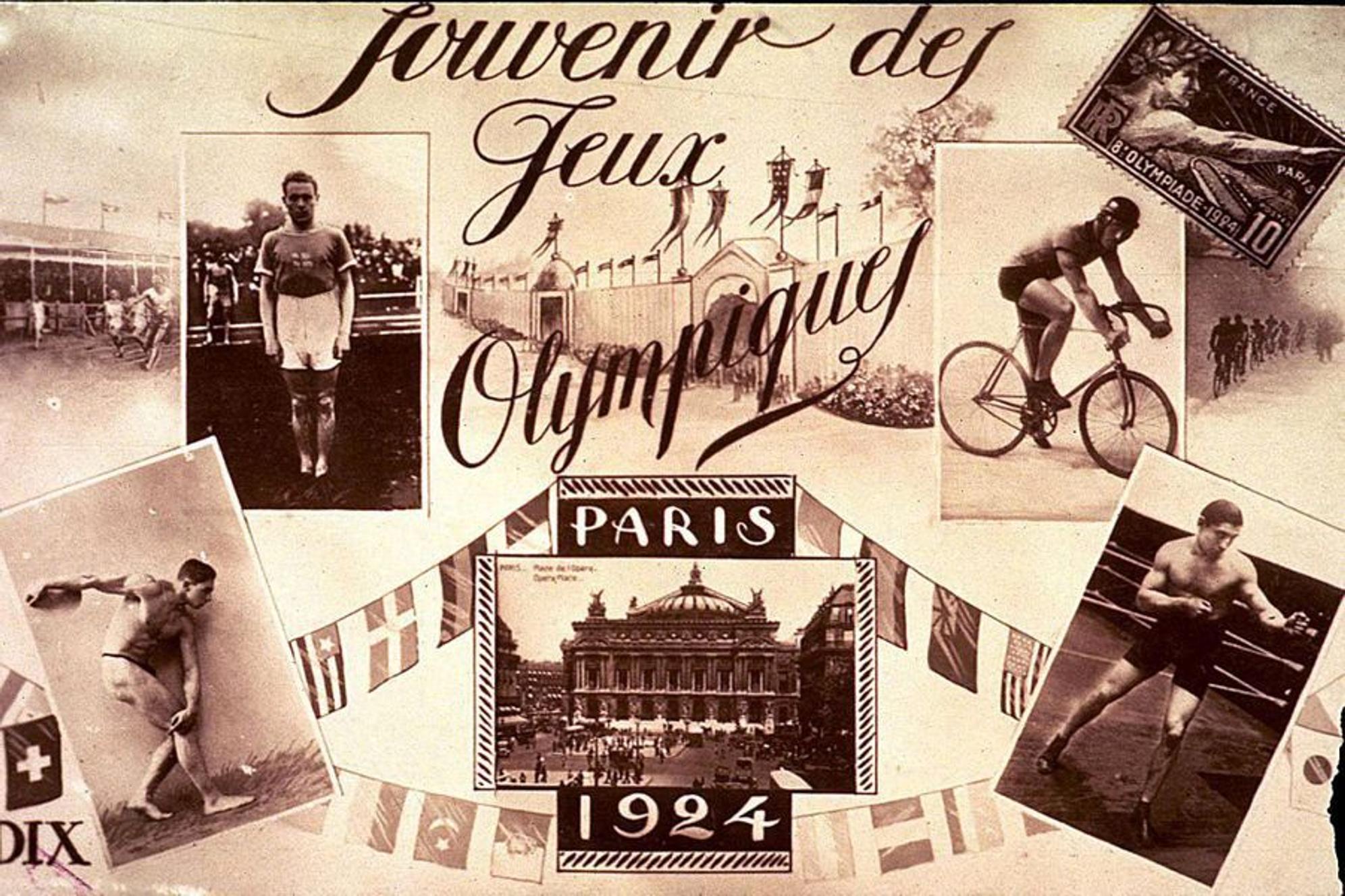 Pochette/fanion Soie Paris Jeux Olympiques 1924 – Encadrée – Rare (JO 2024)