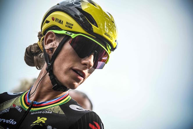 Pauline Ferrand-Prévot (Visma-Lease a Bike) après la première étape du Tour de France, à Plumelec (Morbihan), le 26 juillet 2025.