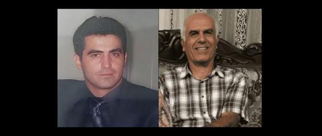 Des photos diffusées sur les réseaux sociaux de Behrouz Ehsani et Mehdi Hassani, pendus le 25 juillet 2025 par les autorités iraniennes.