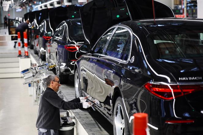 Site de production de la Mercedes-Maybach, à Sindelfingen, près de Stuttgart, en Allemagne, le 4 mars 2024.