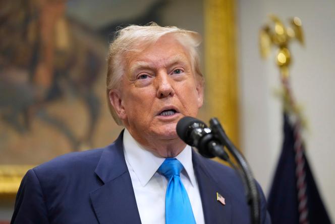 Donald Trump dans la salle Roosevelt de la Maison Blanche, à Washington, le 30 juillet 2025.