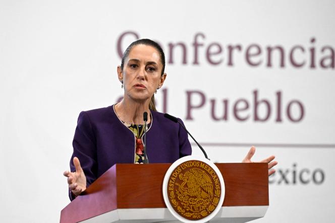 La présidente mexicaine Claudia Sheinbaum s’exprime lors de sa conférence de presse quotidienne au Palacio Nacional à Mexico, le 31 juillet 2025.