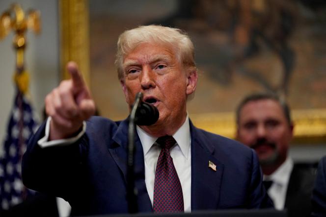 Donald Trump prend la parole dans la salle Roosevelt de la Maison Blanche, à Washington, le 31 juillet 2025.