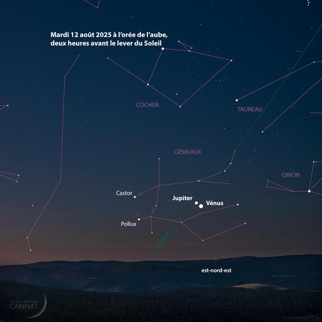 Vénus et Jupiter en conjonction, le 12 août 2025.