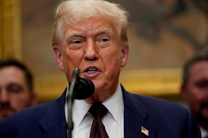 Le président américain, Donald Trump, prononce un discours dans la salle Roosevelt de la Maison Blanche, à Washington, le 31 juillet 2025.