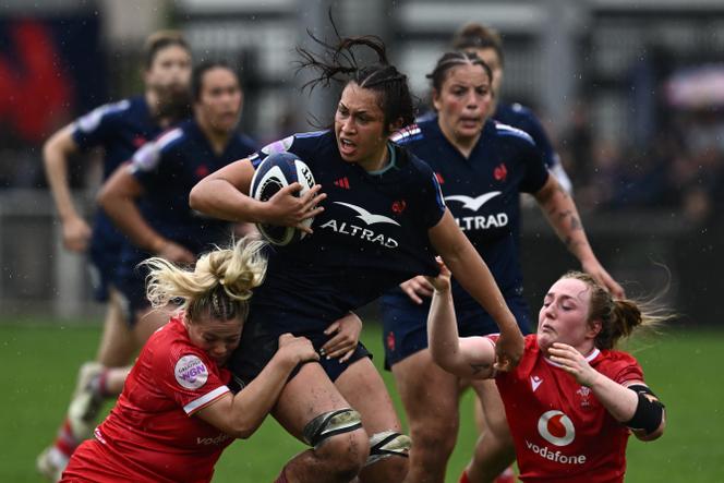 La capitaine du XV de France féminin, Manae Feleu, lors d’un match du Tournoi des six nations face au Pays de Galles, le 12 avril 2025 à Brive-la-Gaillarde (Corrèze).