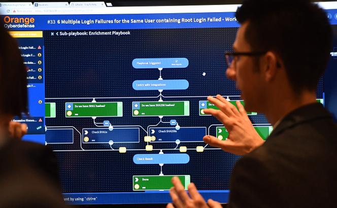 Une vue d’Orange Cyberdefense sur ordinateur, lors du 10ᵉ Forum international sur la cybersécurité à Lille, le 23 janvier 2018.