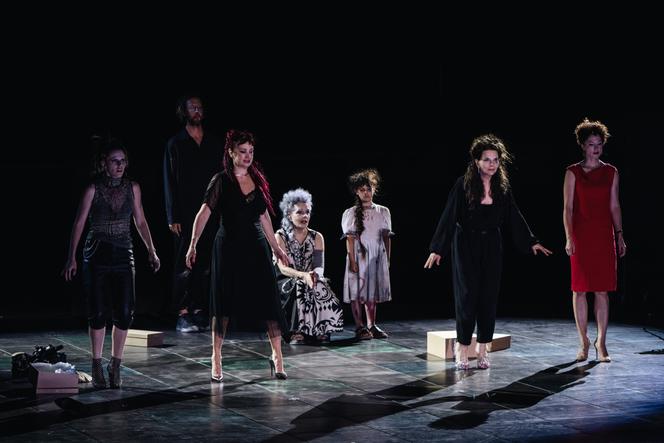 Juliette Binoche, lors de la générale du « Serment d’Europe » de Wajdi Mouawad, dans le cadre du Festival d’Athènes et d’Epidaure, le 31 juillet 2025.