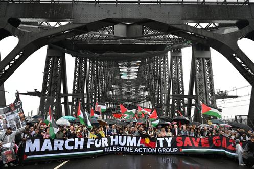 Une manifestation en soutien de la population de Gaza, à Sydney (Australie), le 3 août 2025.