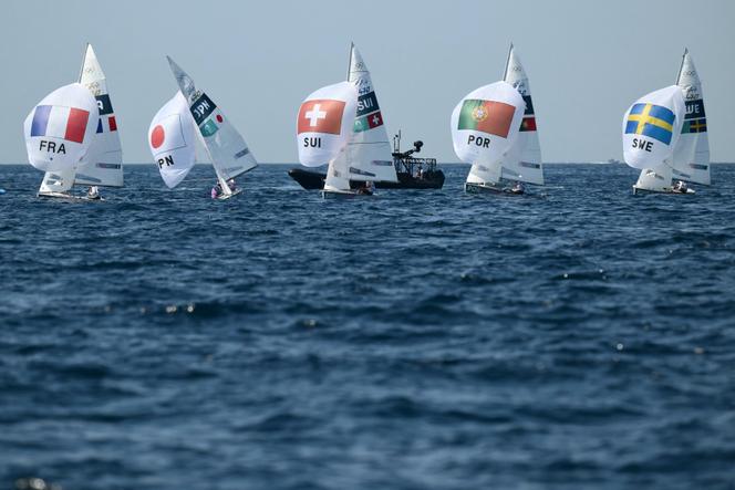 Lors de la régate des Jeux olympiques de Paris, à la marina du Roucas-Blanc de Marseille, le 8 août 2024.