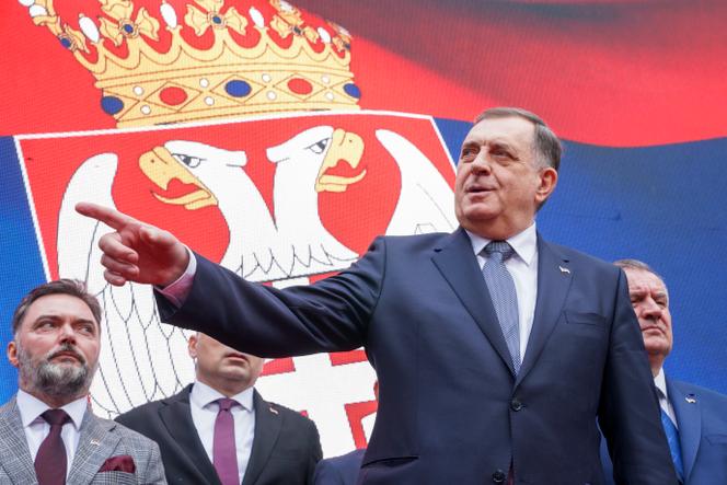 Milorad Dodik, président serbe de Bosnie, s’exprime après une première condamnation, à Banja Luka, capitale de facto de l’entité de la République serbe de Bosnie, le 26 février 2025. 