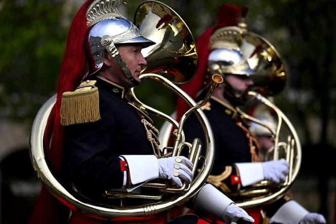 Fanfare de la cavalerie de la garde républicaine, à Paris, le 12 avril 2023. 
