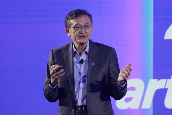 Le PDG d’Intel, Lip-Bu Tan, prononce un discours lors du salon Computex 2025 à Taipei, le 19 mai 2025.