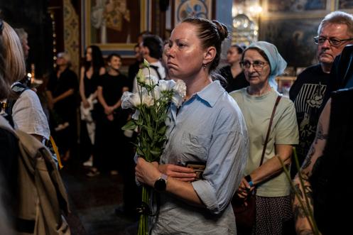 Au monastère Saint-Michel-au-Dôme-d’Or de Kiev, le 8 août 2025.
