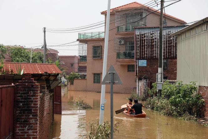 A la suite des pluies torrentielles dans la province de Gansu, à Qingyuan (Chine), le 8 août 2025.