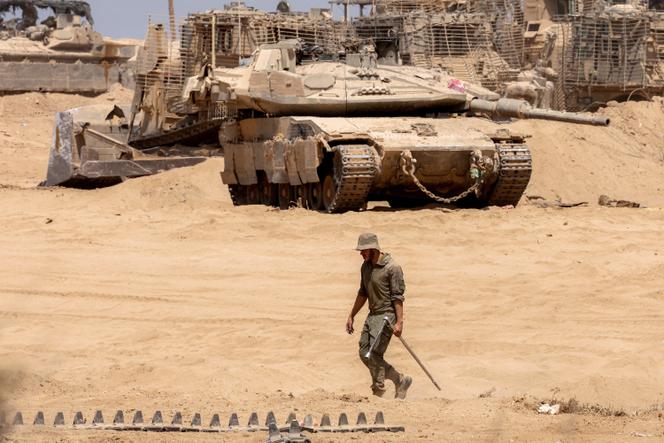 Sur une position de l’armée israélienne, le long de la frontière entre la bande de Gaza et le sud d’Israël, le 29 juillet 2025.