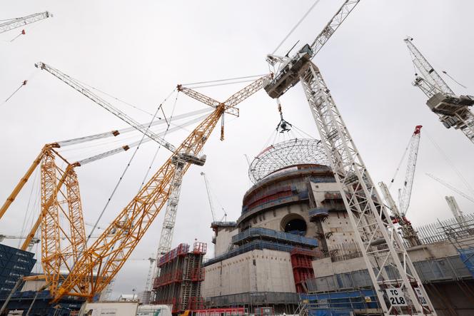 Le chantier de la centrale nucléaire de Hinkley Point C, dans le Somerset, dans le sud-ouest de l’Angleterre, le 17 juillet 2025.