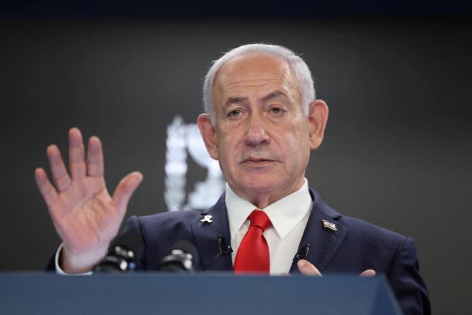 Le premier ministre israélien, Benyamin Nétanyahou, lors de la conférence de presse au bureau du premier ministre à Jérusalem, en Israël, le 10 août 2025. 